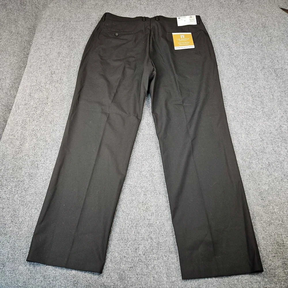 J.M. Haggar Mens Premium Dress Pants 38x32 Black Classic Fit 4-Way Stretch New